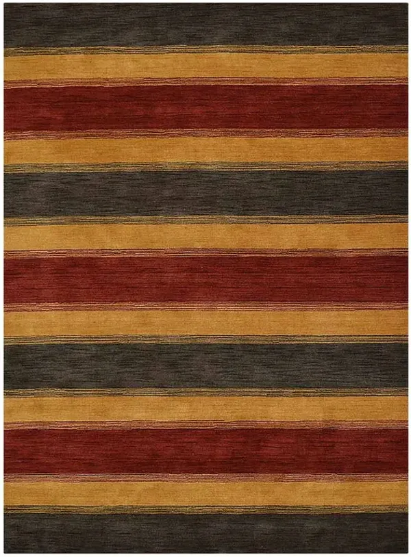 RUGSOTIC CARPETS HAND KNOTTED LOOM WOOL ECO-FRIENDLY AREA RUGS  - 6'x9', Rectangle, Charcoal Gold Color, Contemporary Modern Design, High Pile Handmade Anti Skid Rugs for Living Room (L00204)