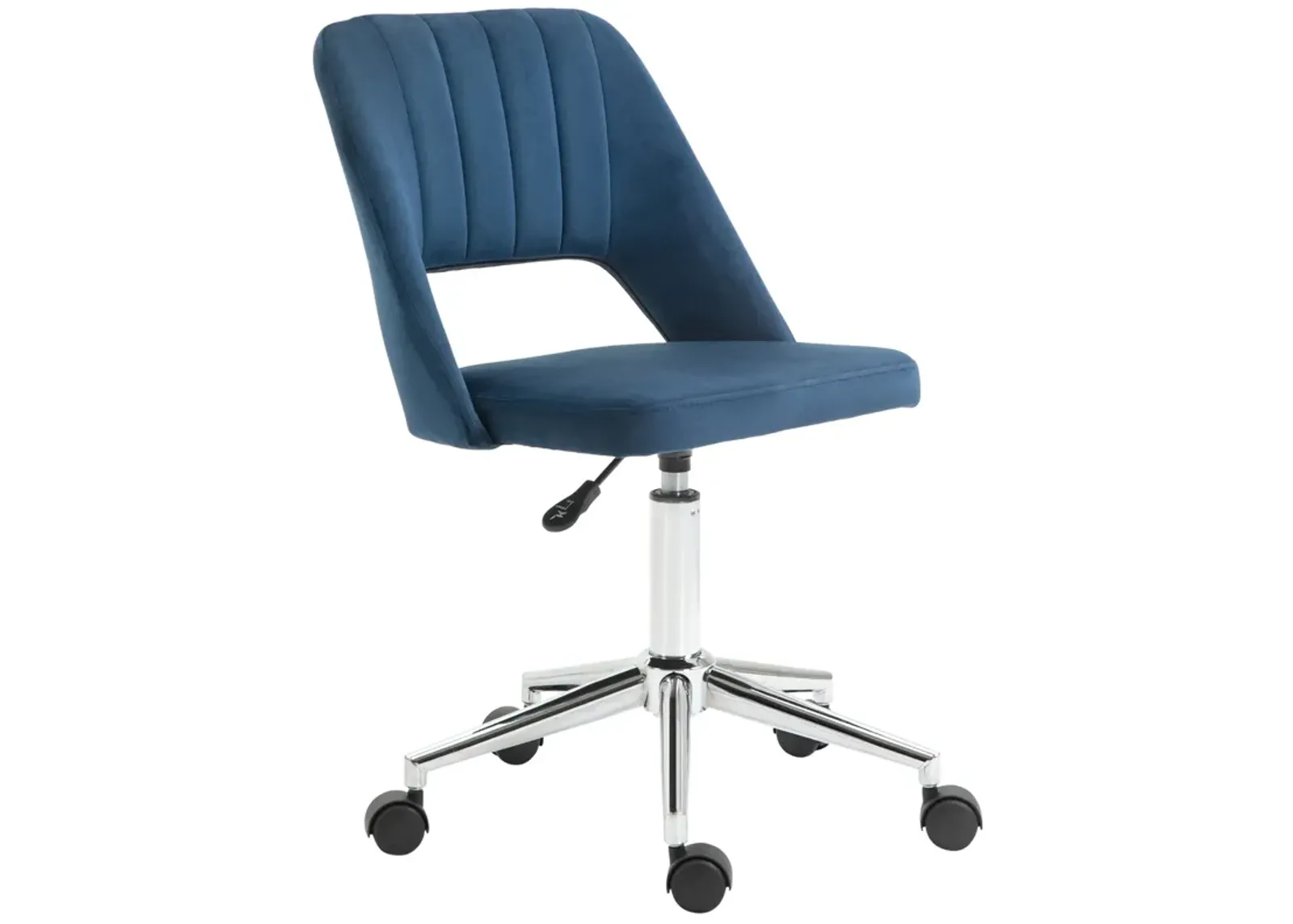 Blue Velvet Office Chair: Executive Mid Back with Thick Padding