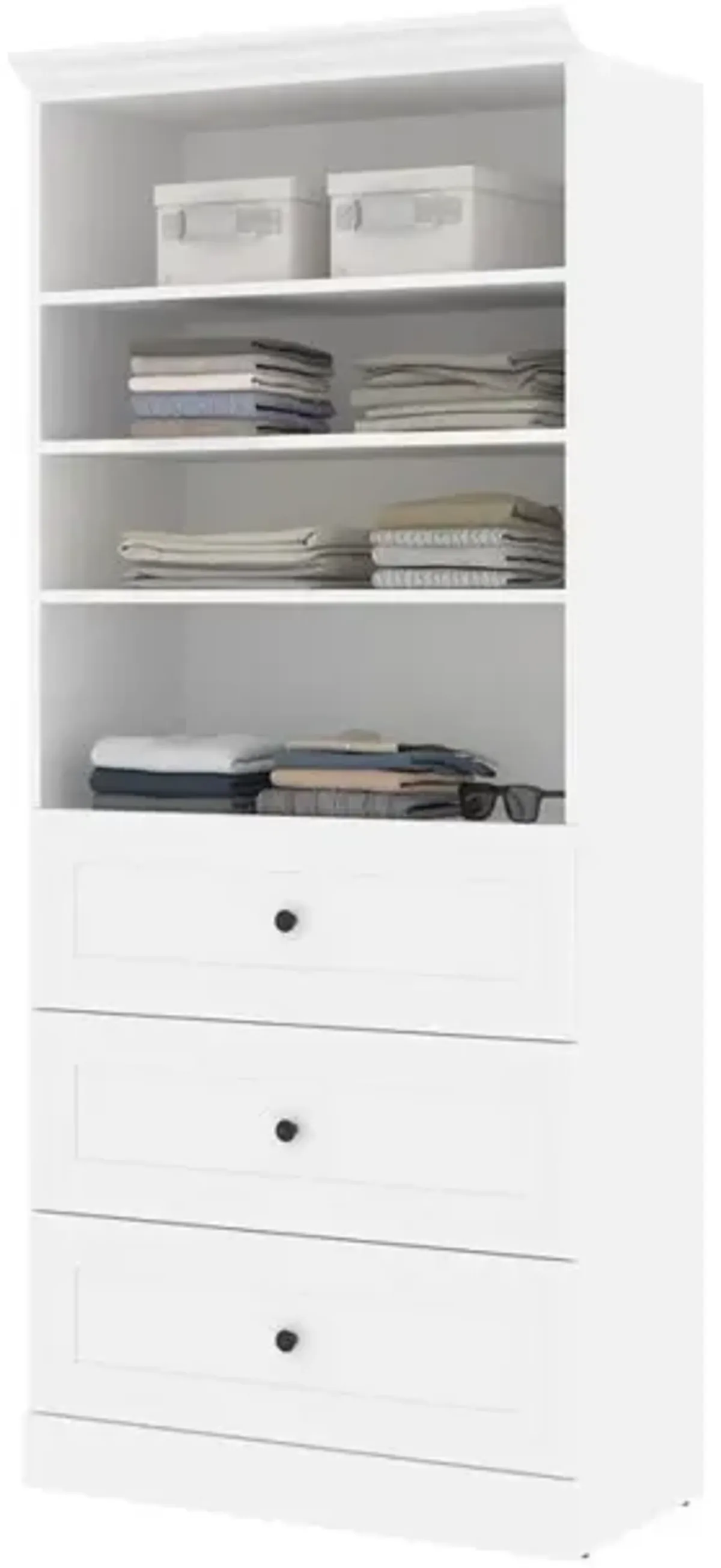 Bestar Versatile 36W Closet Organizer with Drawers in White