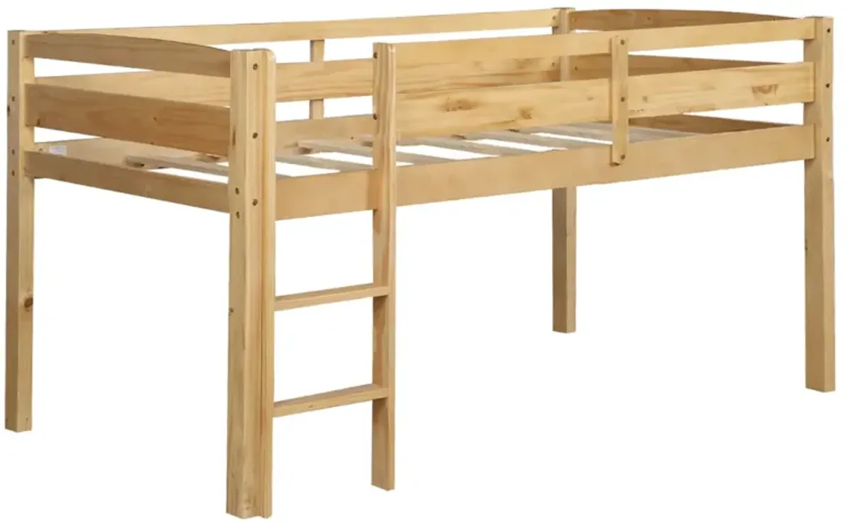 Twin Wood Loft Bed Low Loft Beds with Ladder, Twin