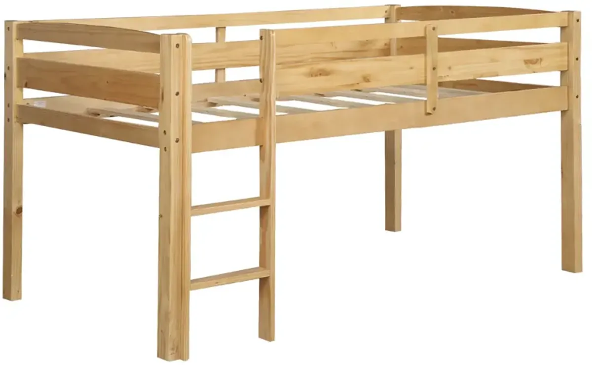 Twin Wood Loft Bed Low Loft Beds with Ladder, Twin