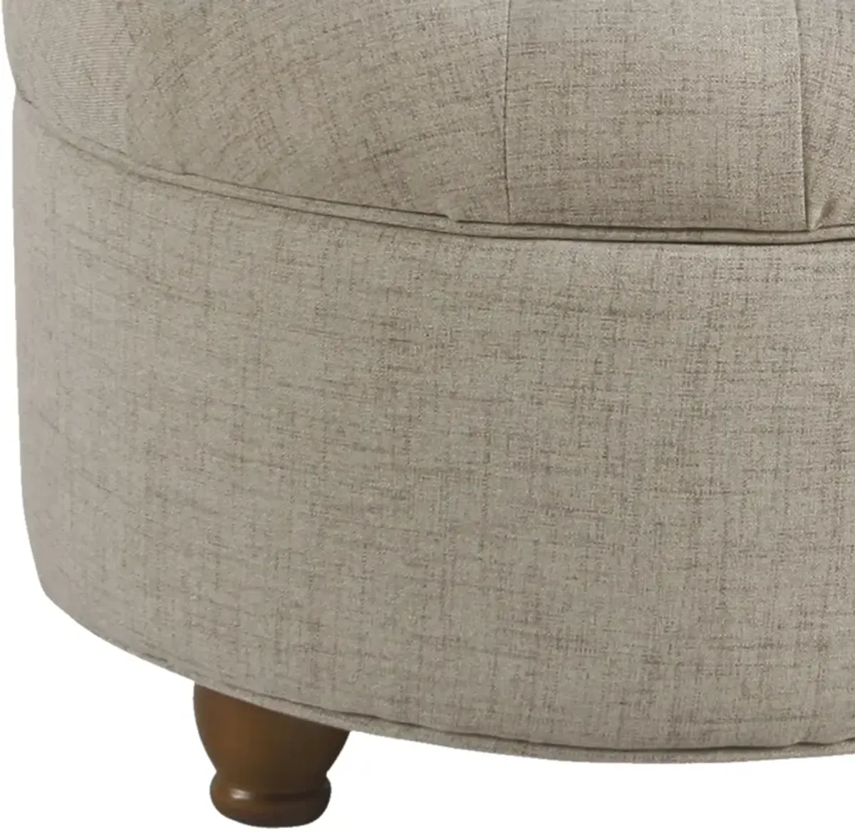 Fabric Upholstered Wooden Ottoman with Tufted Lift Off Lid Storage, Beige - Benzara