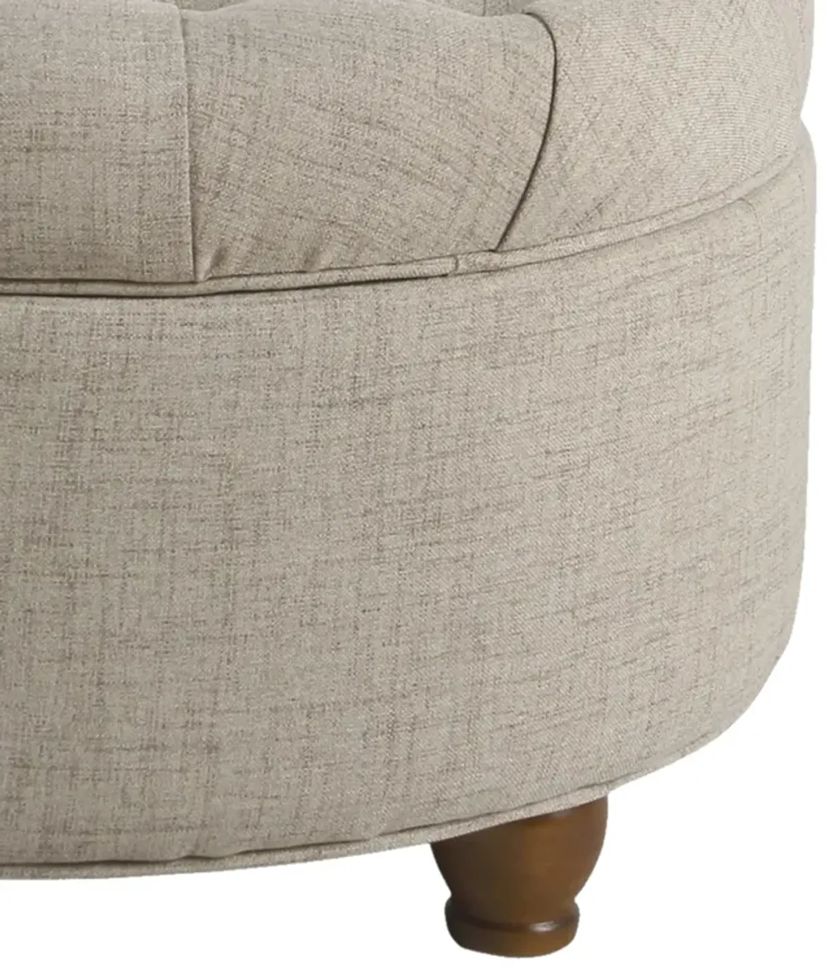 Fabric Upholstered Wooden Ottoman with Tufted Lift Off Lid Storage, Beige - Benzara