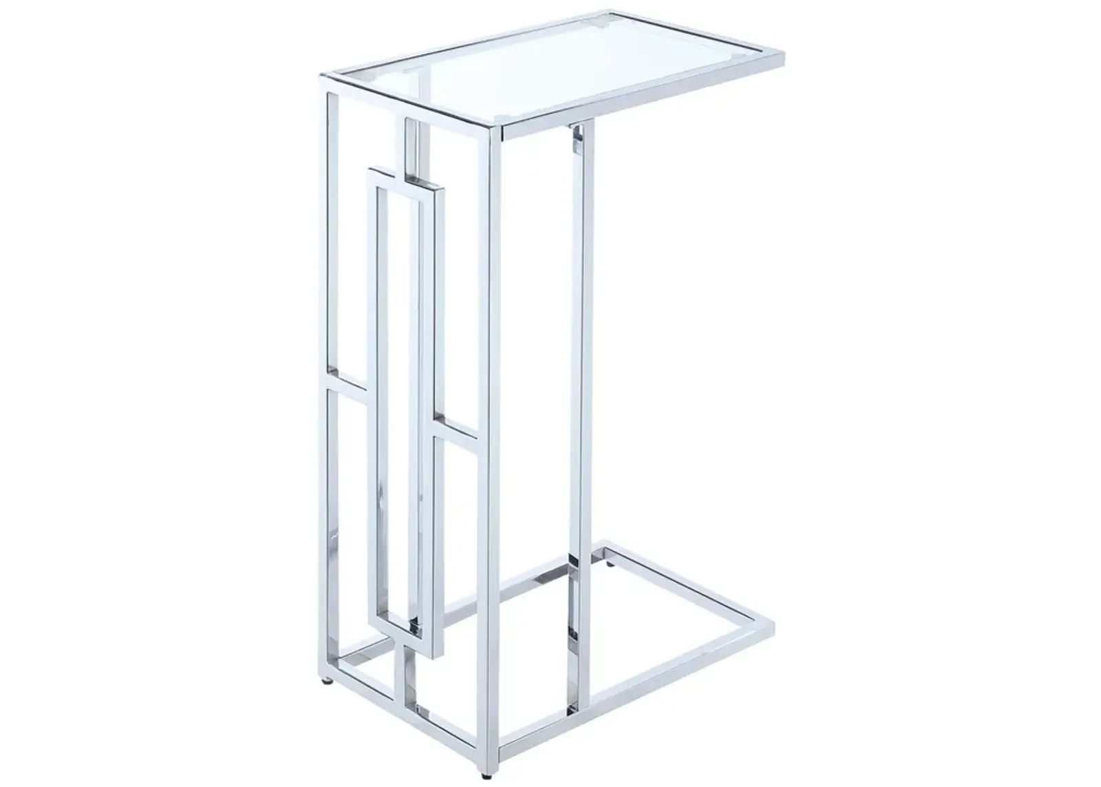 Convenience Concepts Town Square Chrome C Table, Clear Glass / Chrome Frame