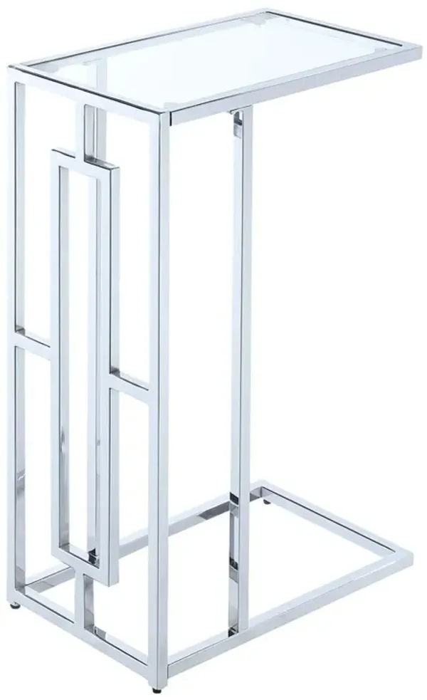 Convenience Concepts Town Square Chrome C Table, Clear Glass / Chrome Frame