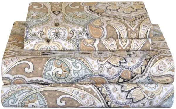 Pointehaven Cypress 200 Thread Count Printed Cotton Percale 3 pc Sheet Set, Twin Extra Long