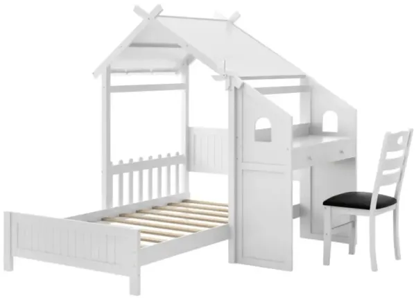 Hivvago Twin House Bed with with 2 Drawers and Windmill