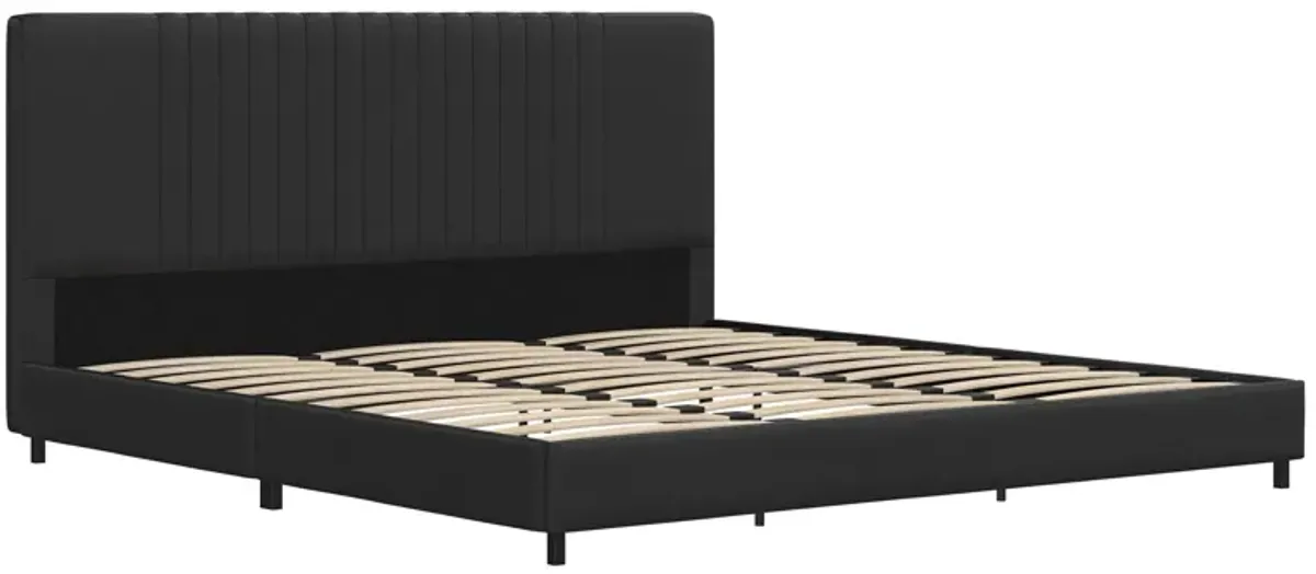 Rio Faux Leather Upholstered Bed, Queen, Black