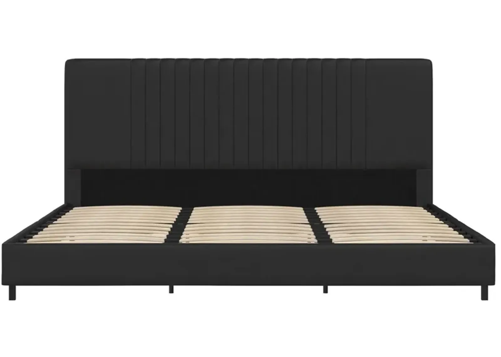 Rio Faux Leather Upholstered Bed, Queen, Black