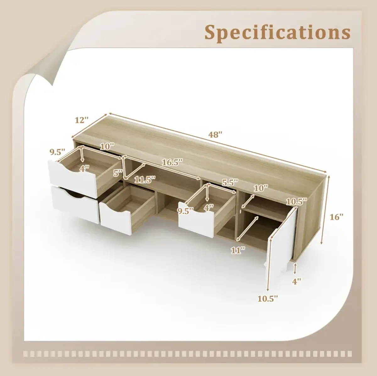 TV Stand for TVs up to 55 Inch Television Cabinet