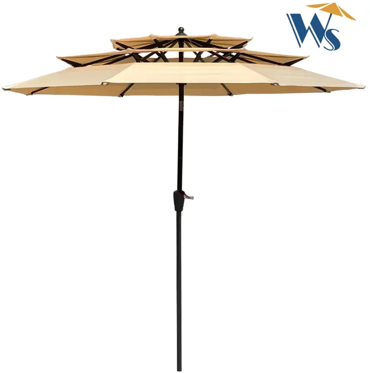 9FT 3-Tiers Outdoor Patio Umbrella With Crank And Tilt And Wind Vents For Garden Backyard