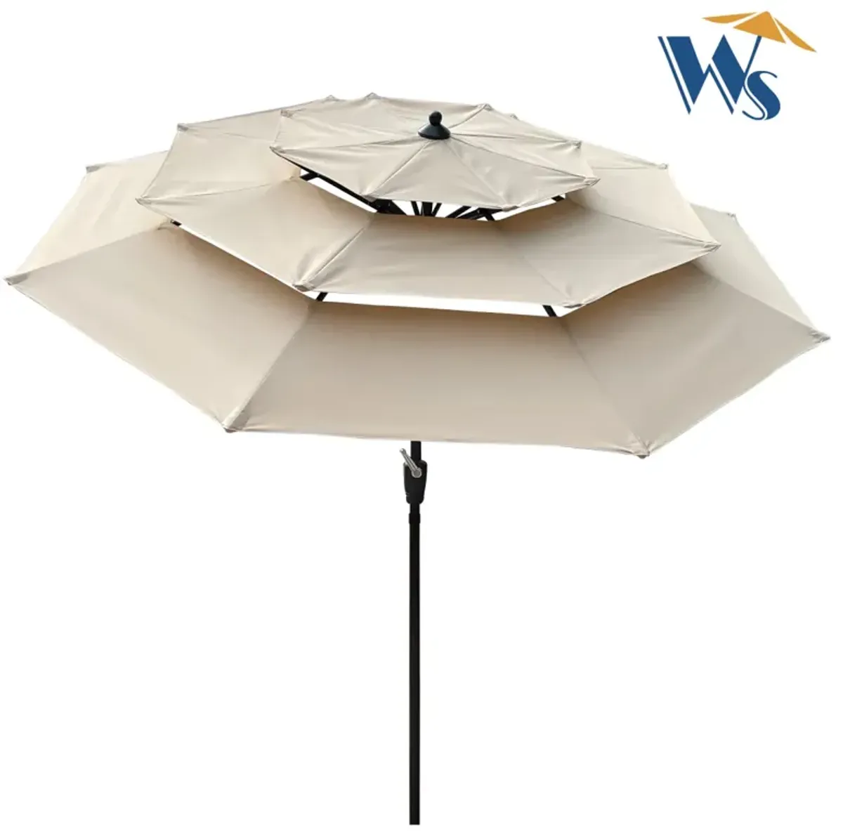 9FT 3-Tiers Outdoor Patio Umbrella With Crank And Tilt And Wind Vents For Garden Backyard