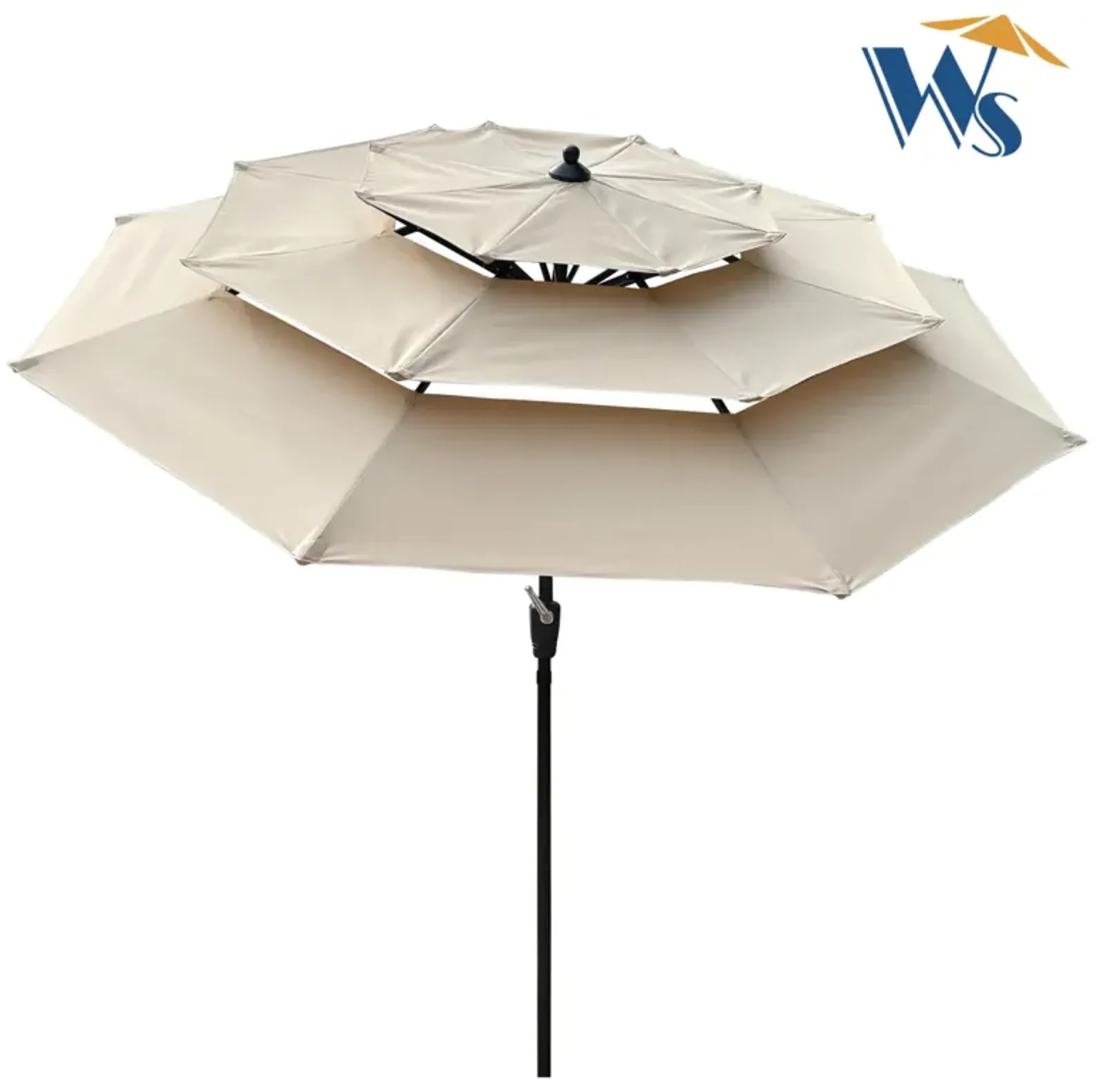 9FT 3-Tiers Outdoor Patio Umbrella With Crank And Tilt And Wind Vents For Garden Backyard