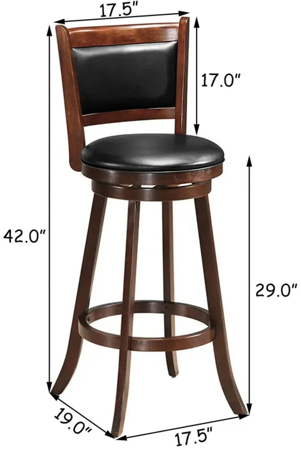 29 Inch Swivel Bar Height Stool Wooden Upholstered Dining Chair