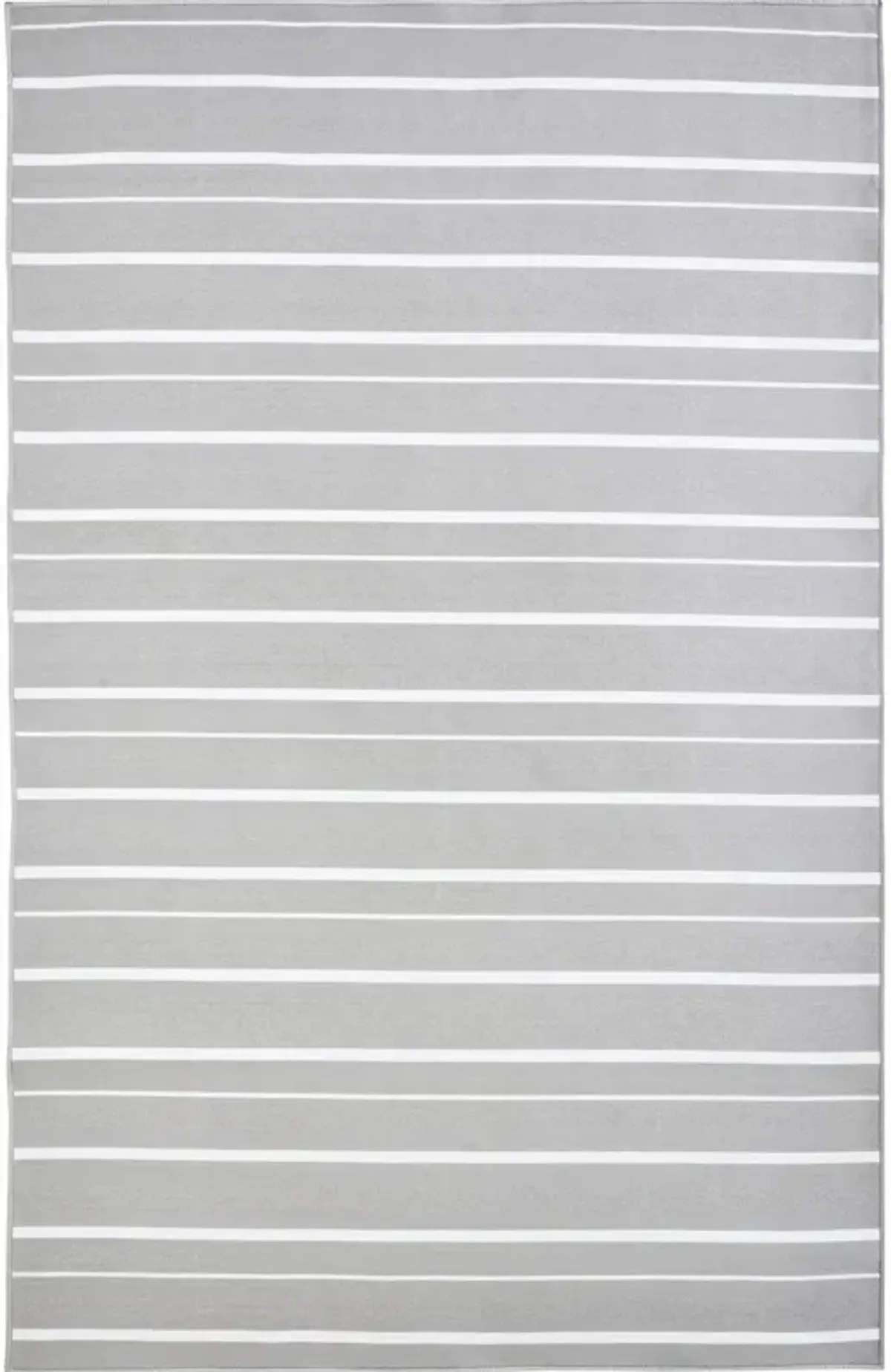 9' x 12' Gray and White Striped Rectangular Outdoor Area Throw Rug