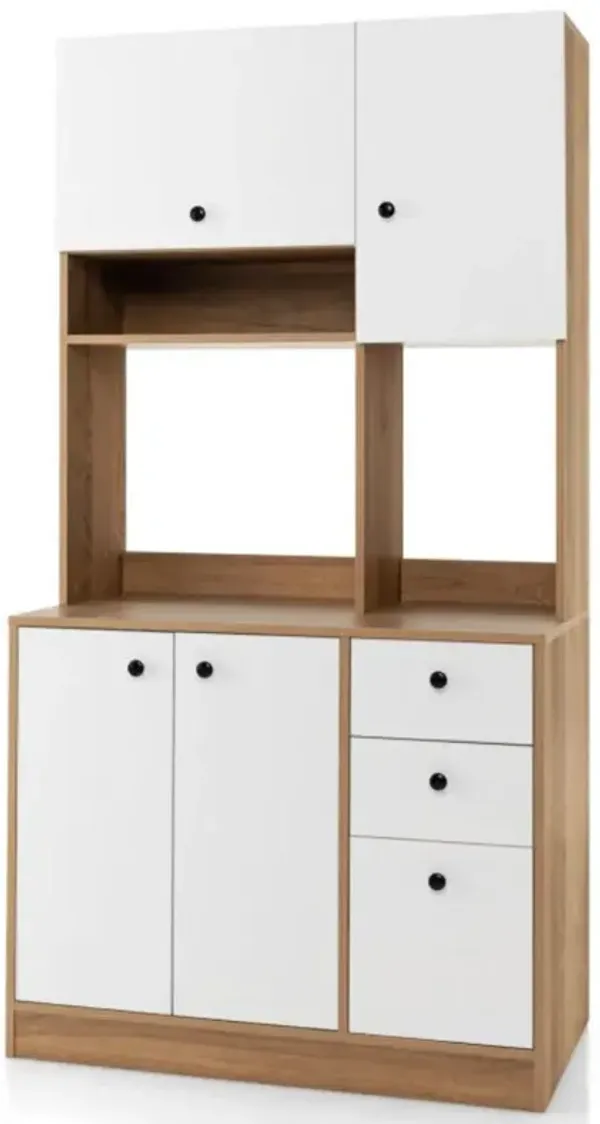 Hivvago 71 Inch Kitchen Pantry with 3 Storage Cabinet and 3 Deep Drawers
