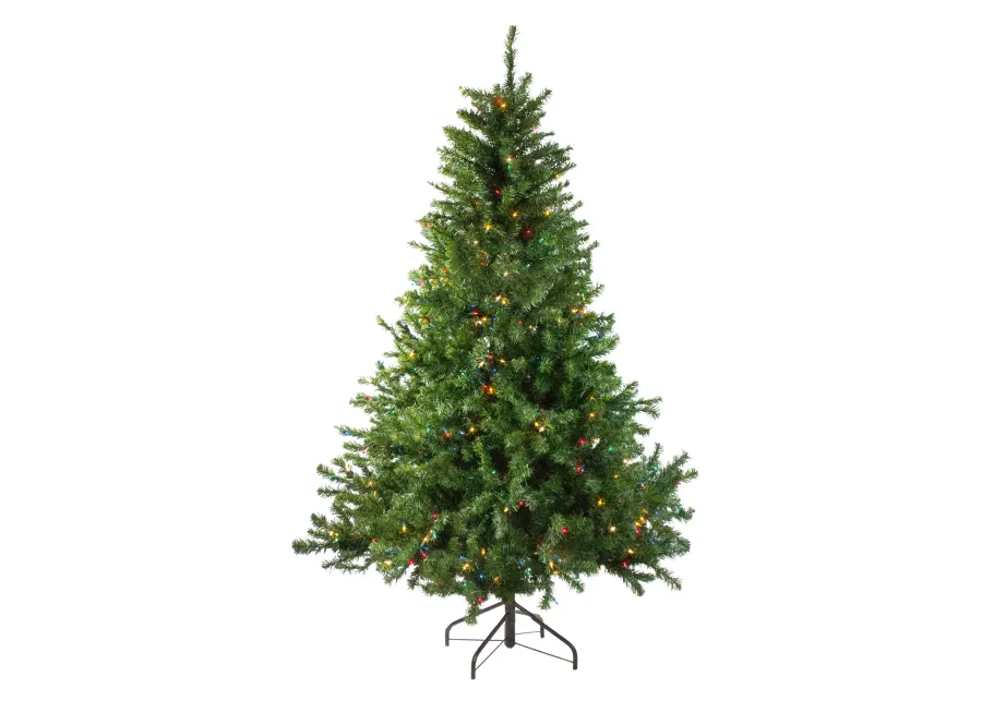 6' Pre-Lit Medium Canadian Pine Artificial Christmas Tree - Multicolor Lights