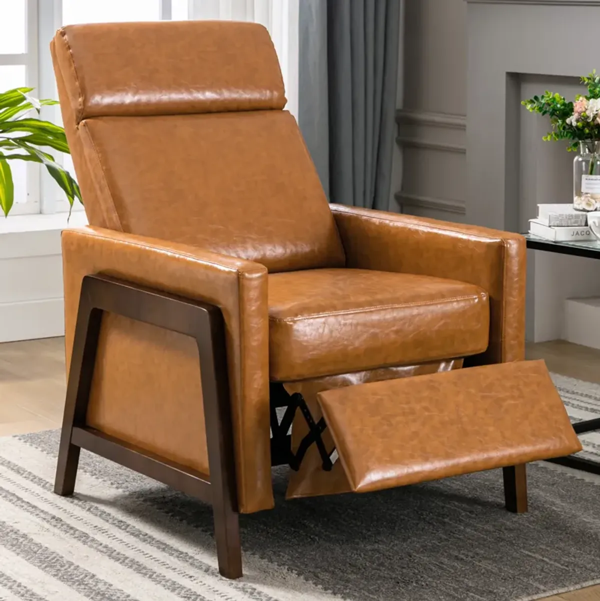 Merax Modern Upholstered Rocker Nursery Chair Plush Seating Glider Swivel Recliner Chair