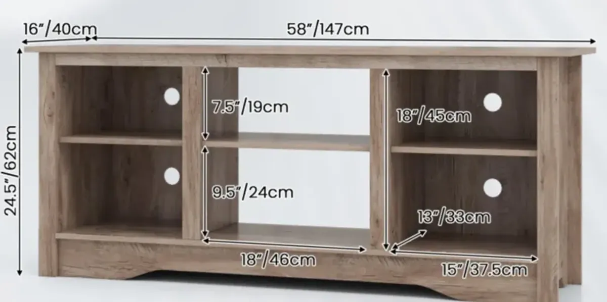 Hivvago TV Stand for up to 65" Flat Screen TVs with Adjustable Shelves for 18" Electric Fireplace (Not Included)