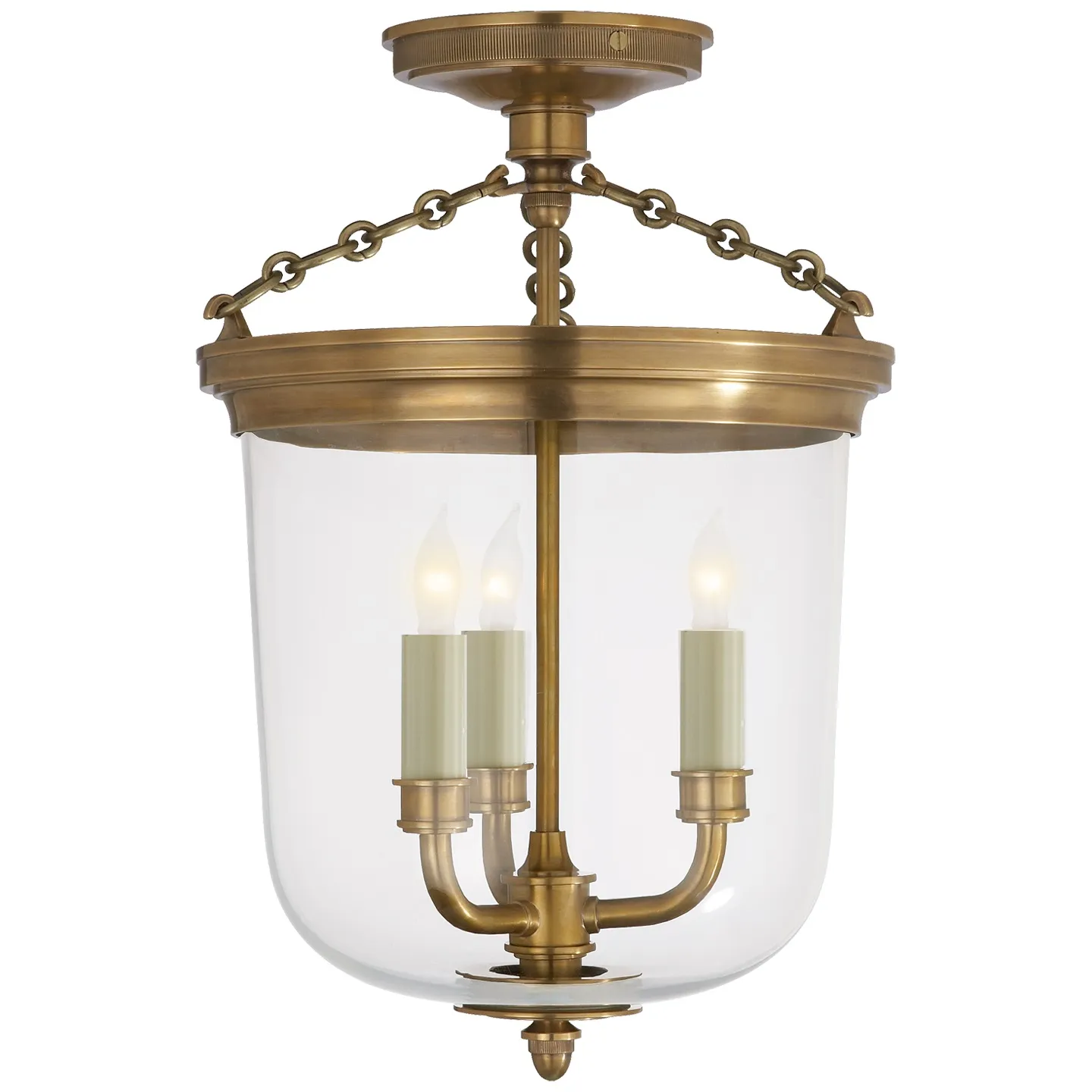 Merchant Semi-Flush in Antique Brass