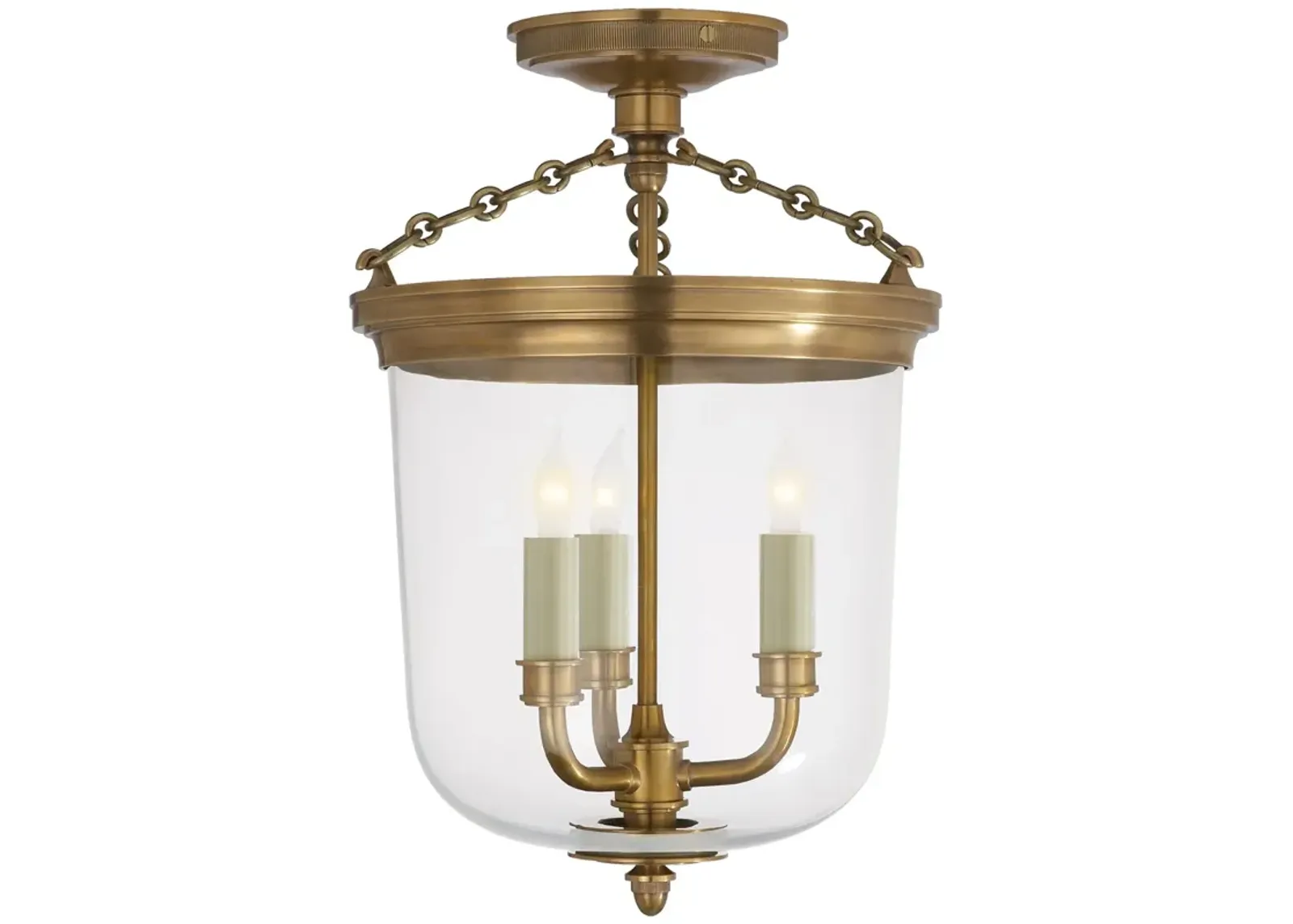 Merchant Semi-Flush in Antique Brass