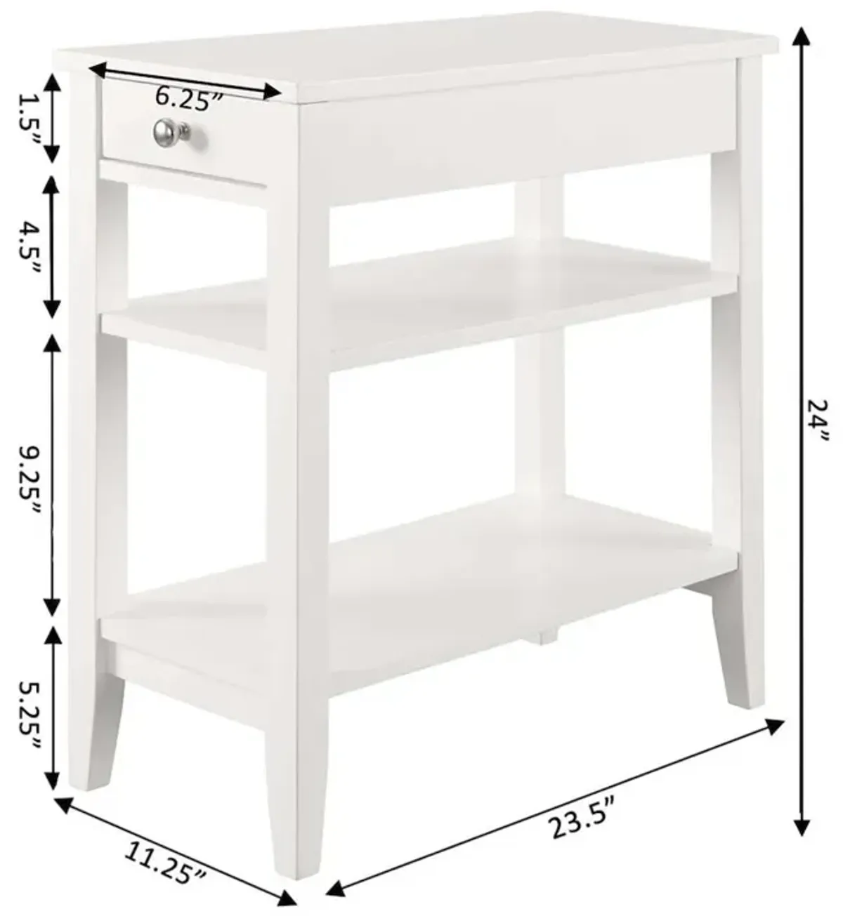 Convience Concept, Inc. American Heritage 1 Drawer Chairside End Table with Shelves