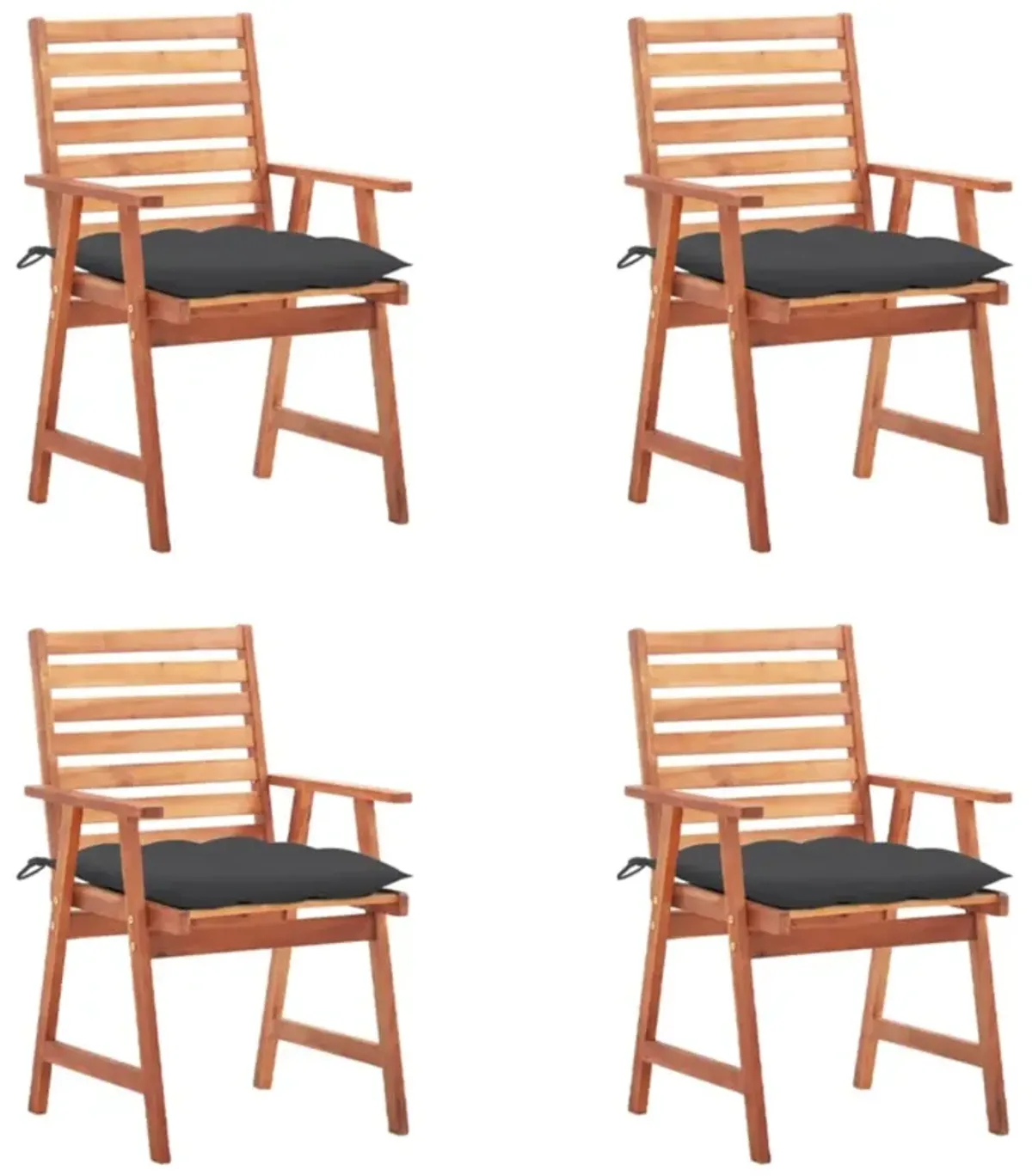 vidaXL Patio Dining Chairs 4 pcs with Cushions Solid Acacia Wood