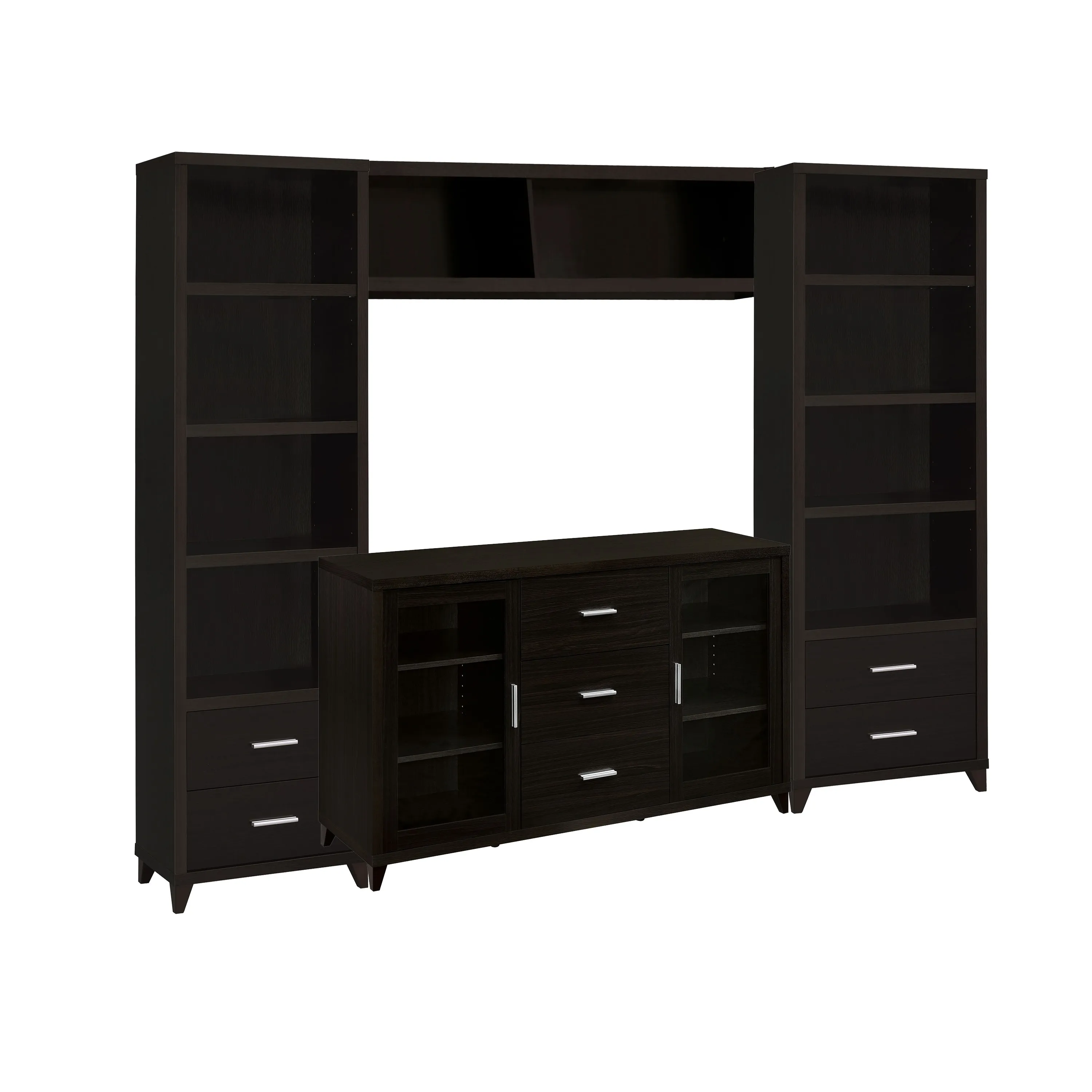 TV Entertainment Center, Console, 2 Media Towers, Bridge, Cappuccino Brown - Benzara