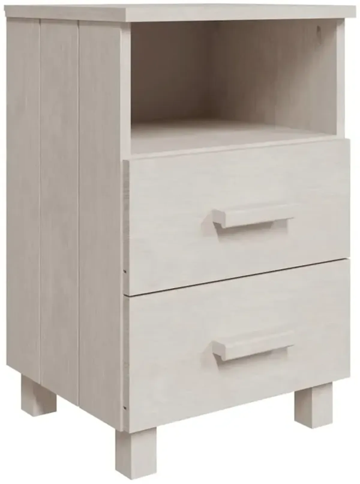 Bedside Cabinet HAMAR White 15.7"x13.8"x24.4" Solid Wood Pine