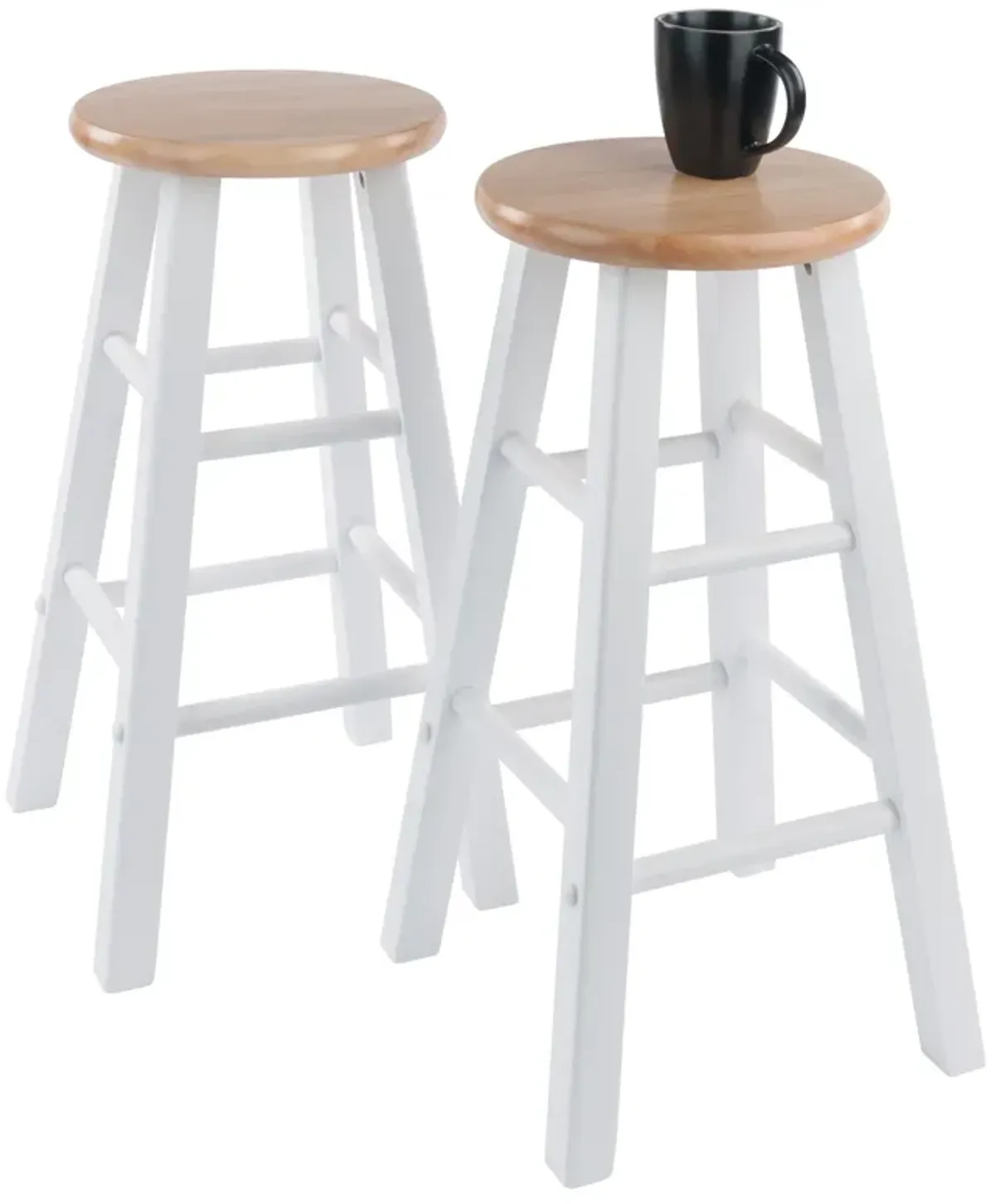 Winsome Element Counter Stools, Natural & White, 24", Walnut, 2 Piece Set