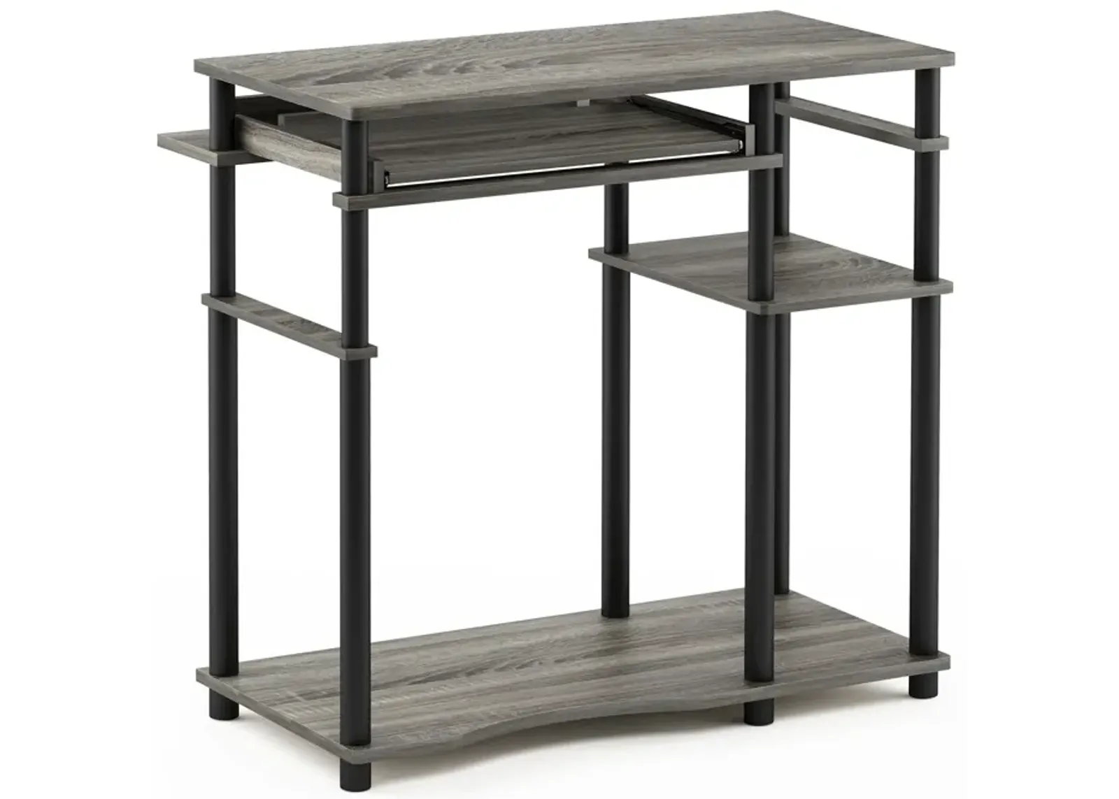 Furinno Furinno Abbott Computer Desk with Bookshelf, French Oak Grey/Black, 17097GYW/BK