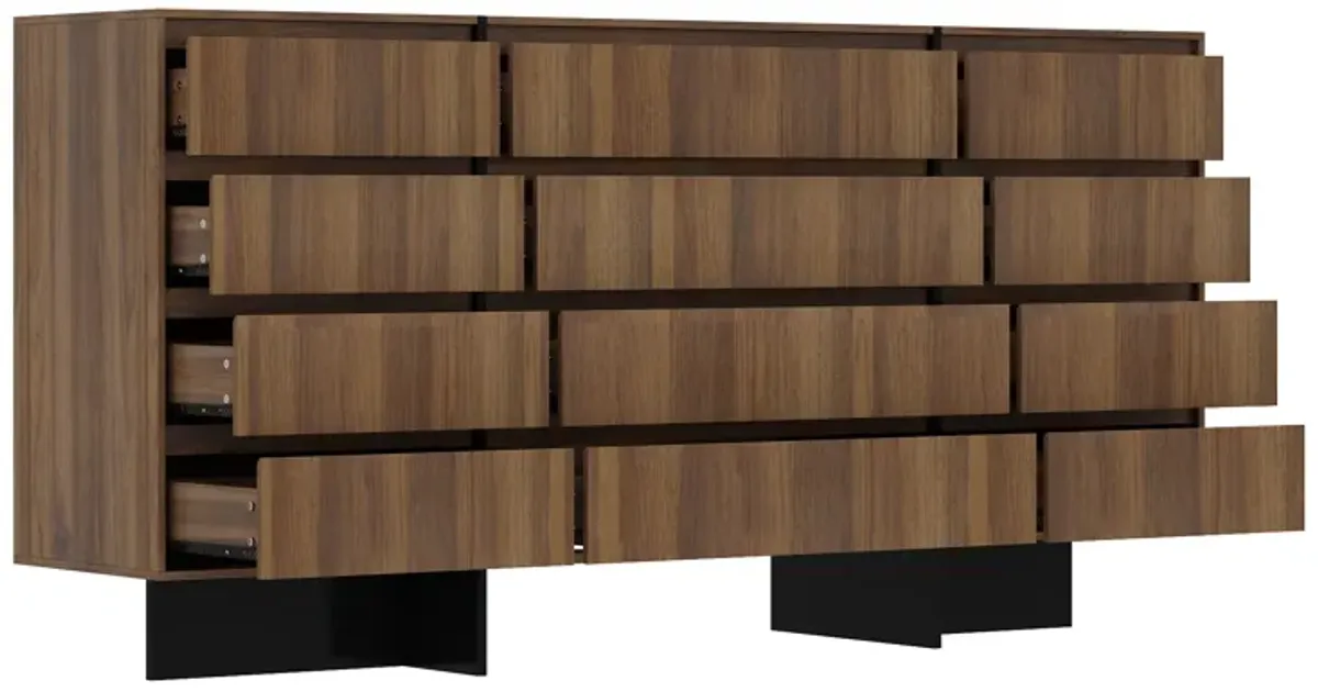 FUFU&GAGA Brown 12-Drawer Standard Dresser (70.9" W x 35.4" H x 15.7" D),Brown