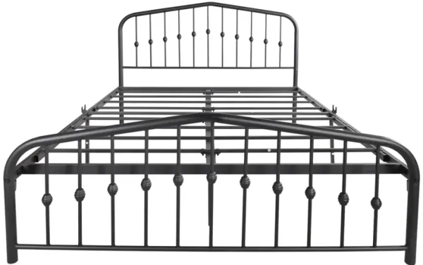 Metal Platform Bed Frame with Headboard and Footboard, No Box Spring Needed, Heavy Duty Steel Slats, Queen Black