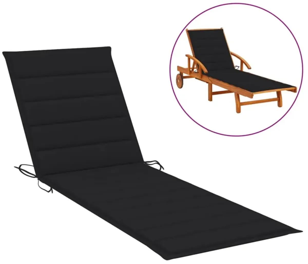 vidaXL Sun Lounger Cushion Black 78.7"x27.6"x1.6" Fabric