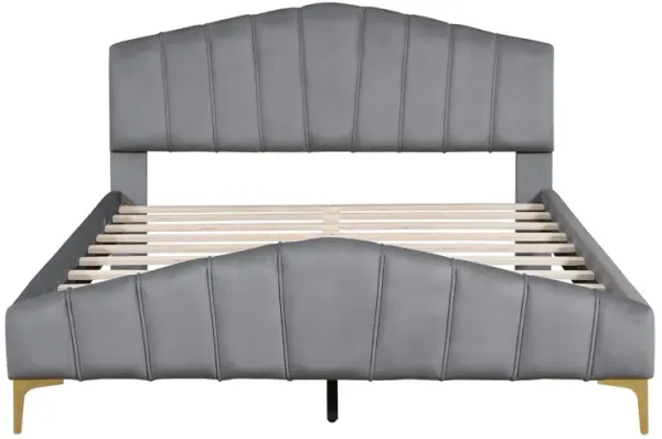 Merax Velvet Platform Bed with Metal Leg