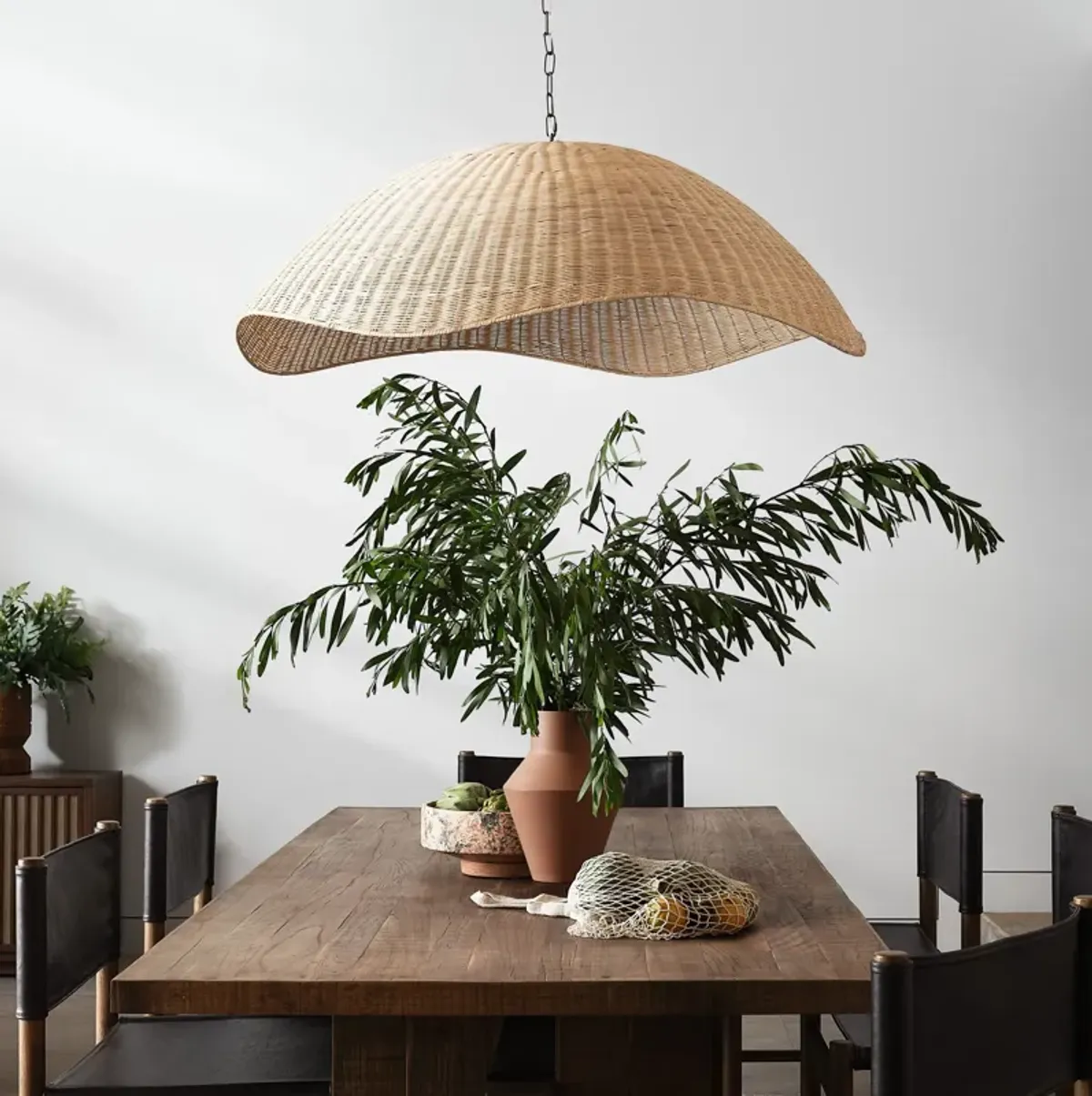 Overscale Woven Rattan Pendant