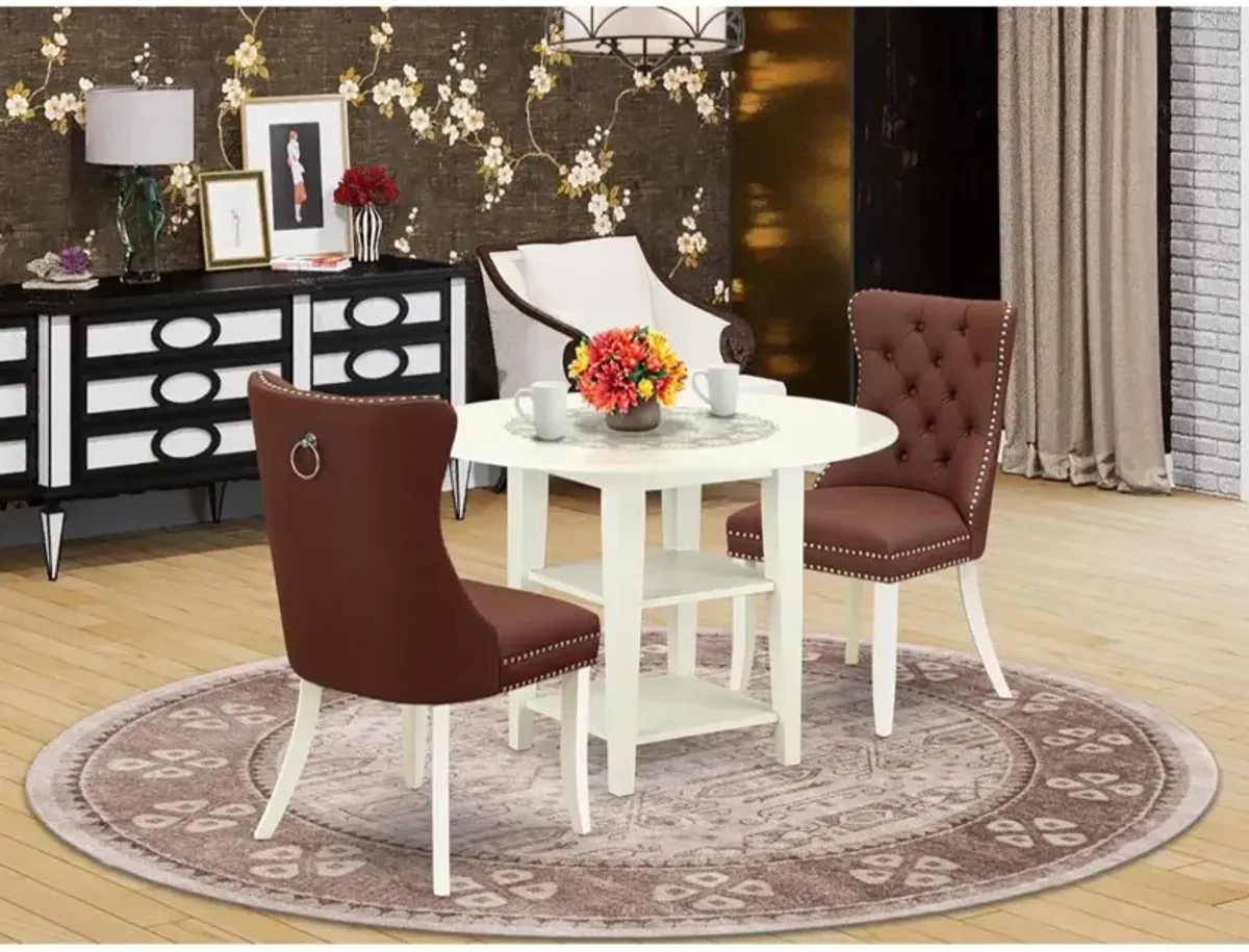 3 Piece Kitchen Dining Set Consists of a Round Dining Table