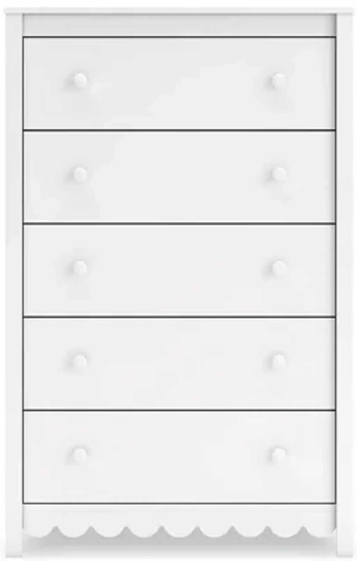 Kally Tall Dresser Chest, 5 Drawers, Modern Matte White Wood, 50 Inch - Benzara