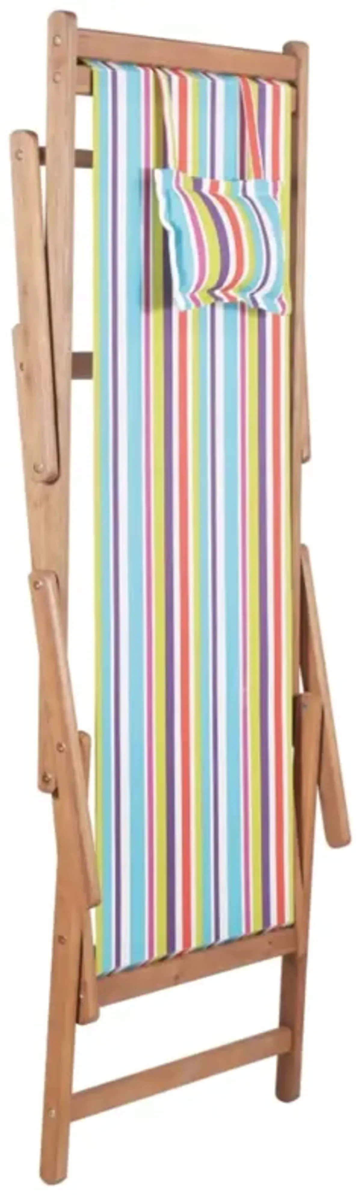 vidaXL Folding Beach Chair Fabric and Wooden Frame Multicolor