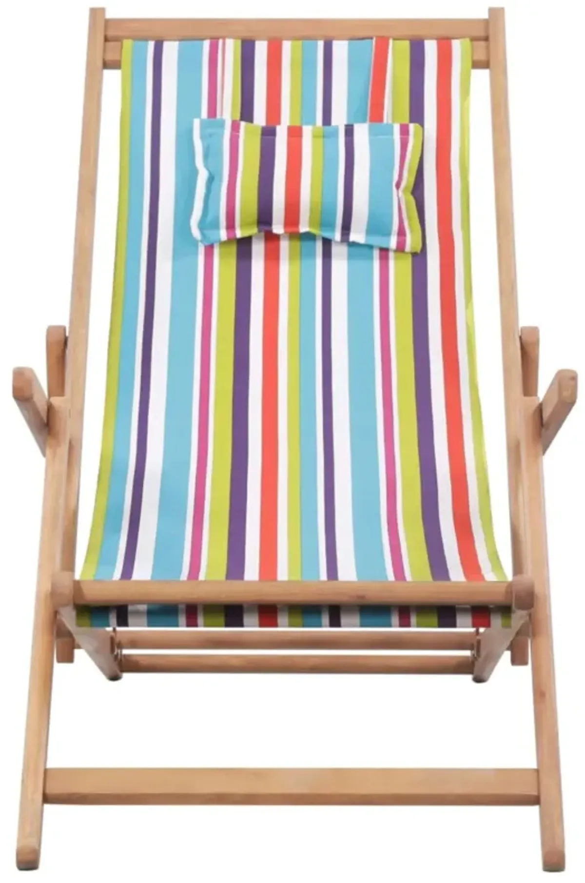 vidaXL Folding Beach Chair Fabric and Wooden Frame Multicolor