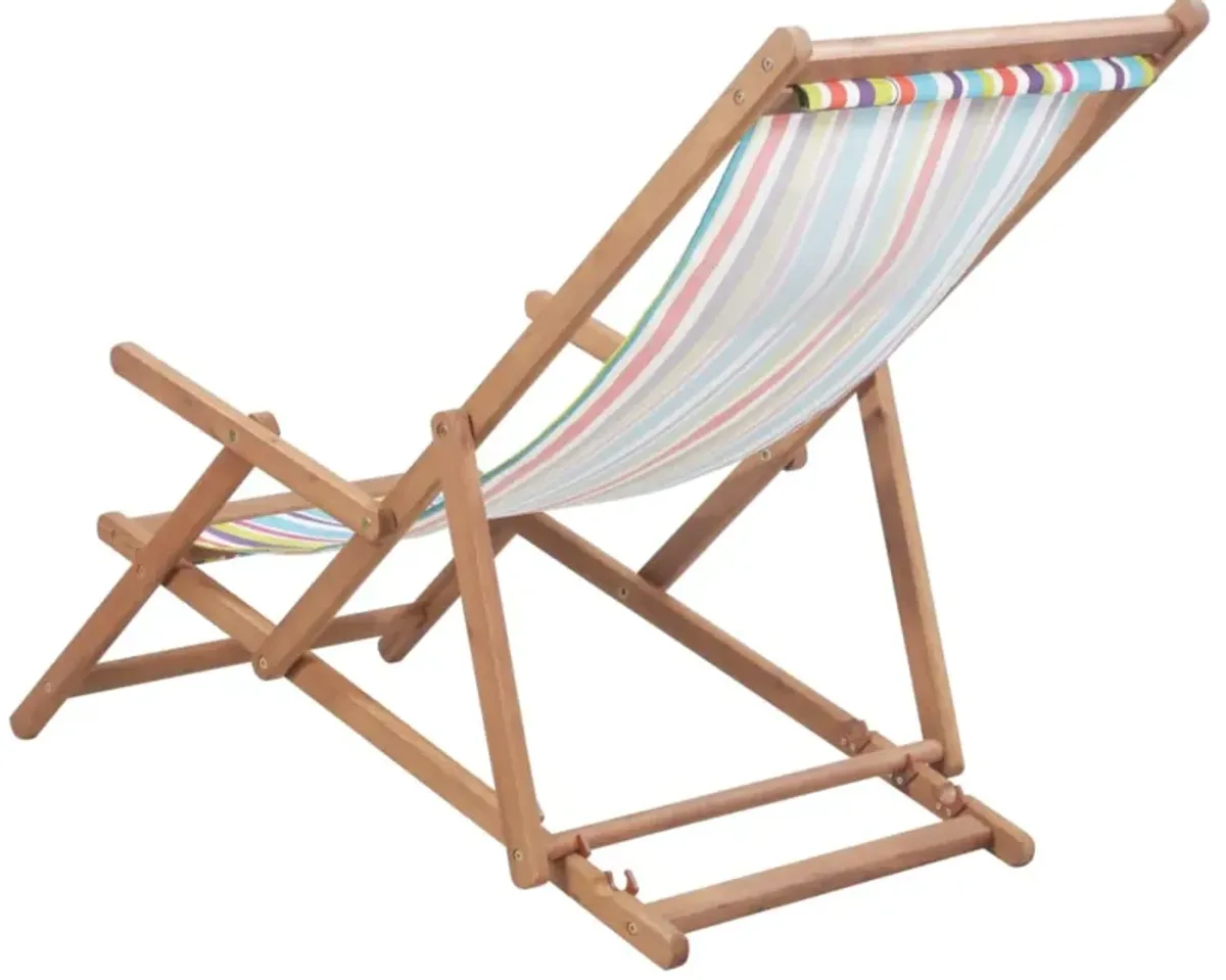 vidaXL Folding Beach Chair Fabric and Wooden Frame Multicolor