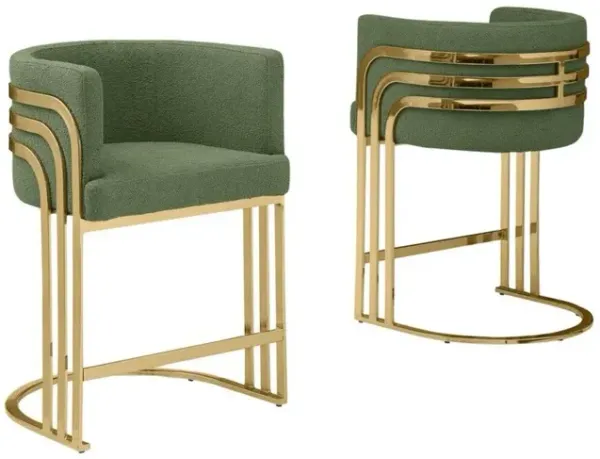 Best Quality Furniture Best Quality furniture Green with gold barstool, Set of two