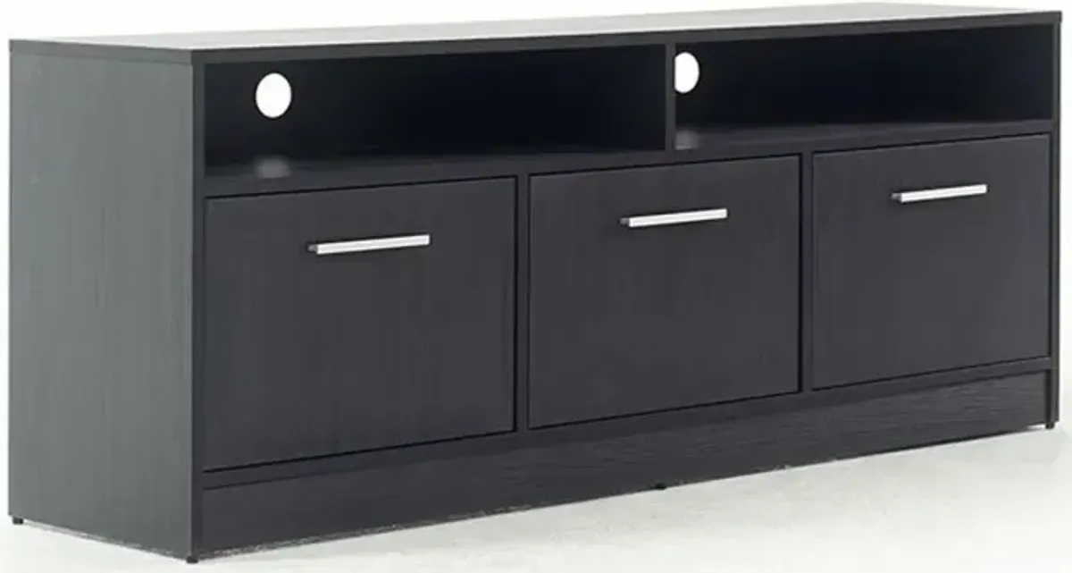 FC Design Klair Living Contemporary TV Stand with Three Soft-closing Doors in Dark Gray