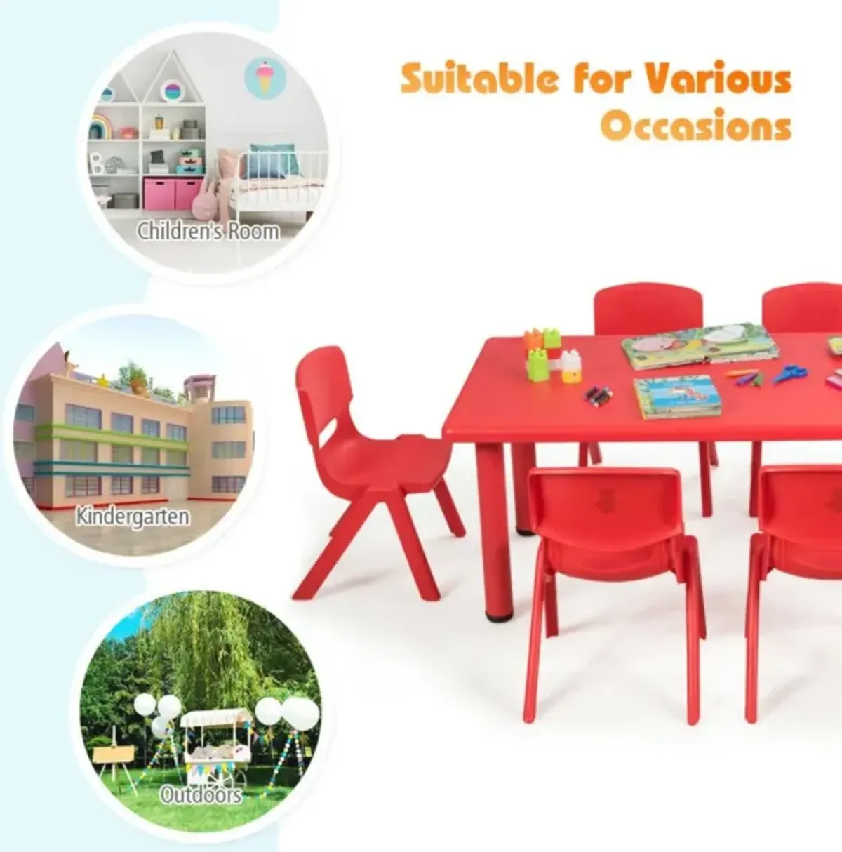 Hivvago 6-pack Kids Plastic Stackable Classroom Chaira