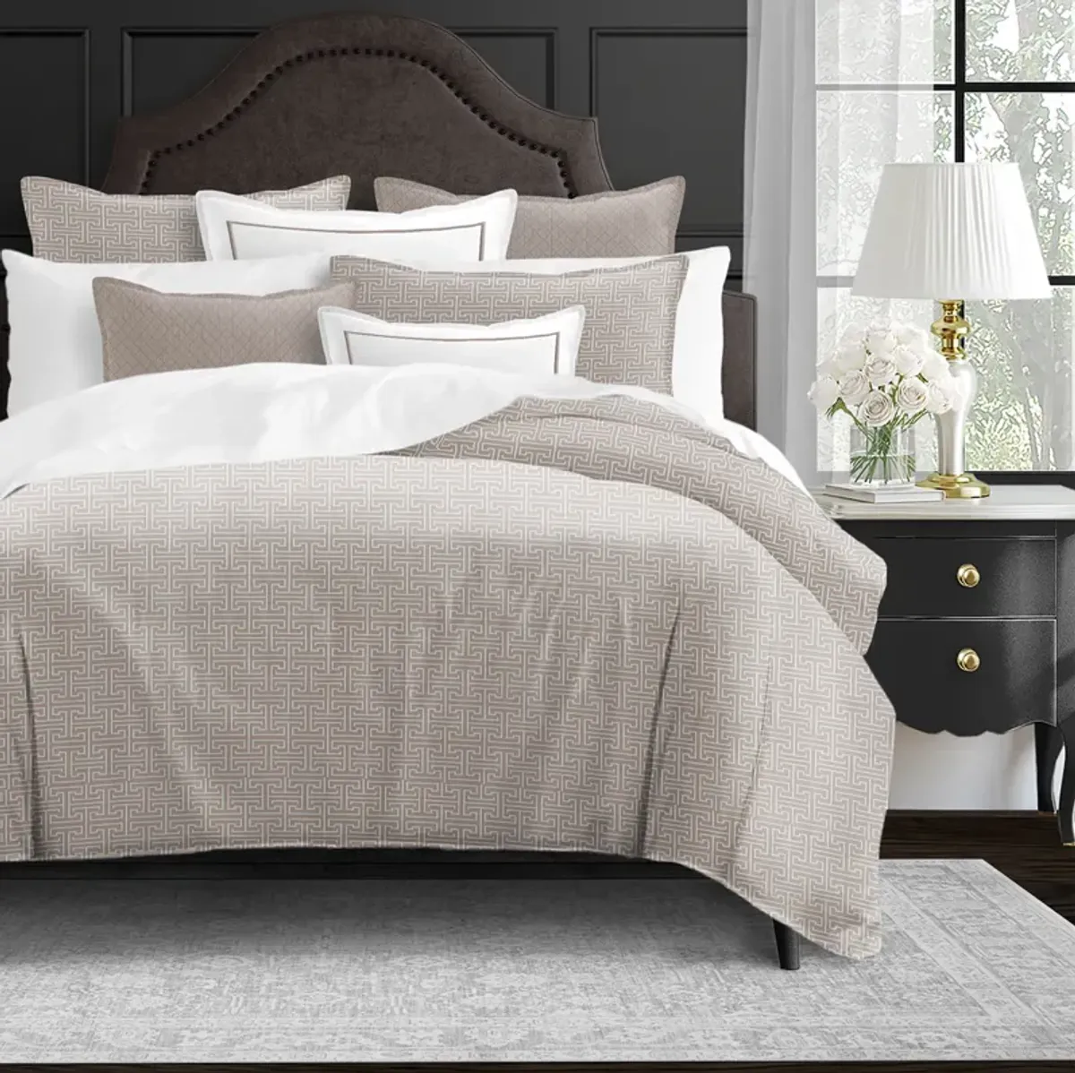 6ix Tailors Fine Linens Bishop Tan Duvet Cover Set