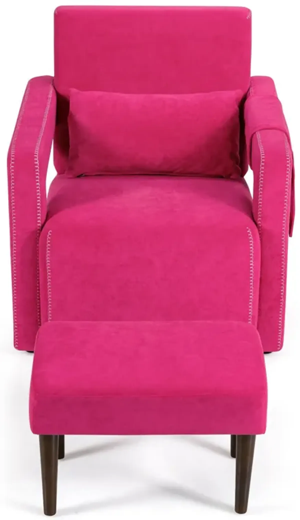 Modern Berber Fleece Single Sofa Chair with Ottoman and Waist Pillow