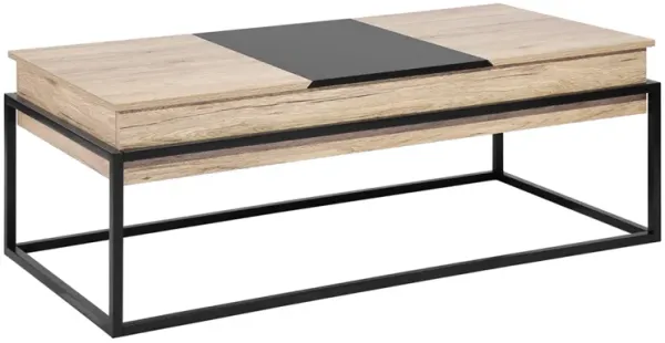 47.2" Lift Top Coffee Table, Lift Top Storage Coffee Table, Wood Lift Top Coffee Table with Storage, Oak & Black