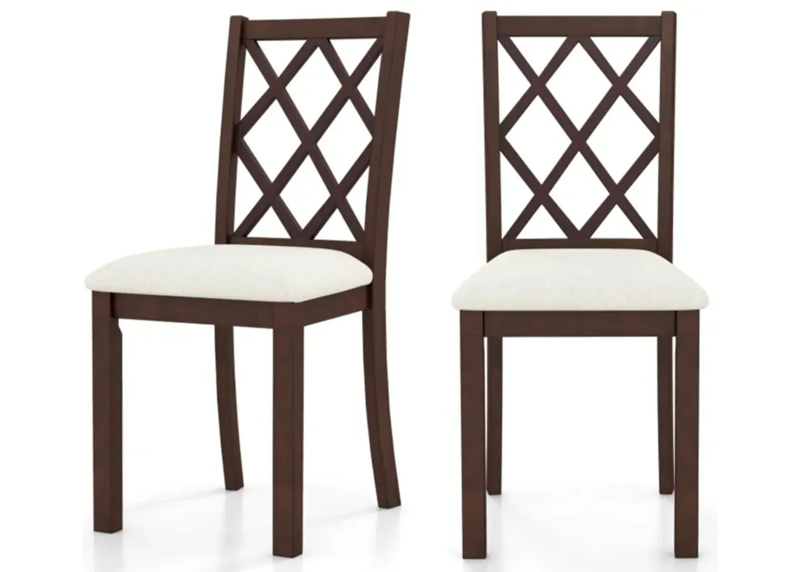 Hivvago Dining Chair Set of 2 Wood Kitchen Chairs with Upholstered Seat Cushion and Rubber Wood Legs-Brown