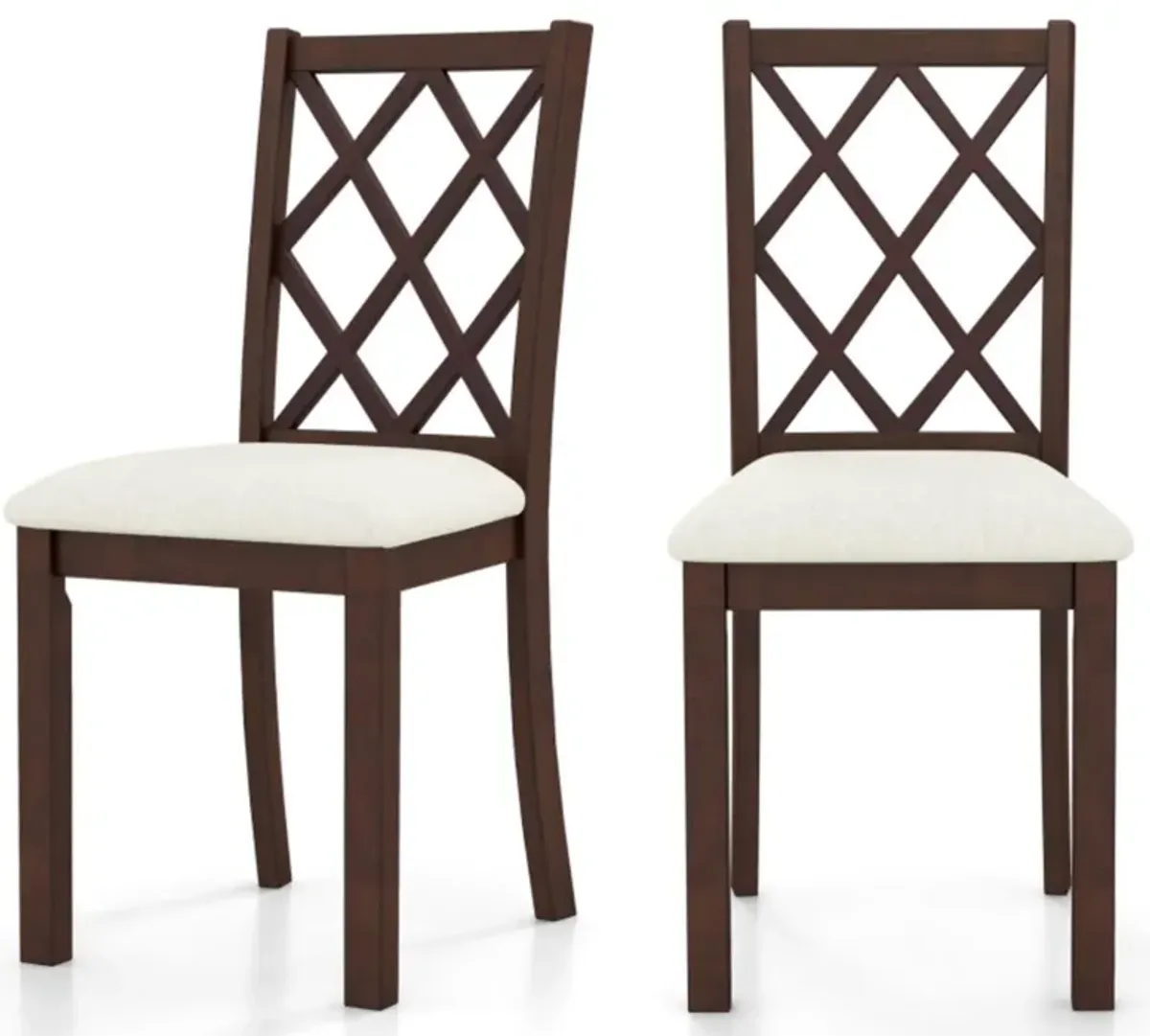 Hivvago Dining Chair Set of 2 Wood Kitchen Chairs with Upholstered Seat Cushion and Rubber Wood Legs-Brown