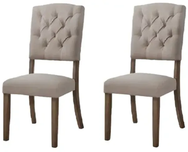 Set of 2 Tufted Upholstered Linen Open Back Dining Side Chairs for Dining Room